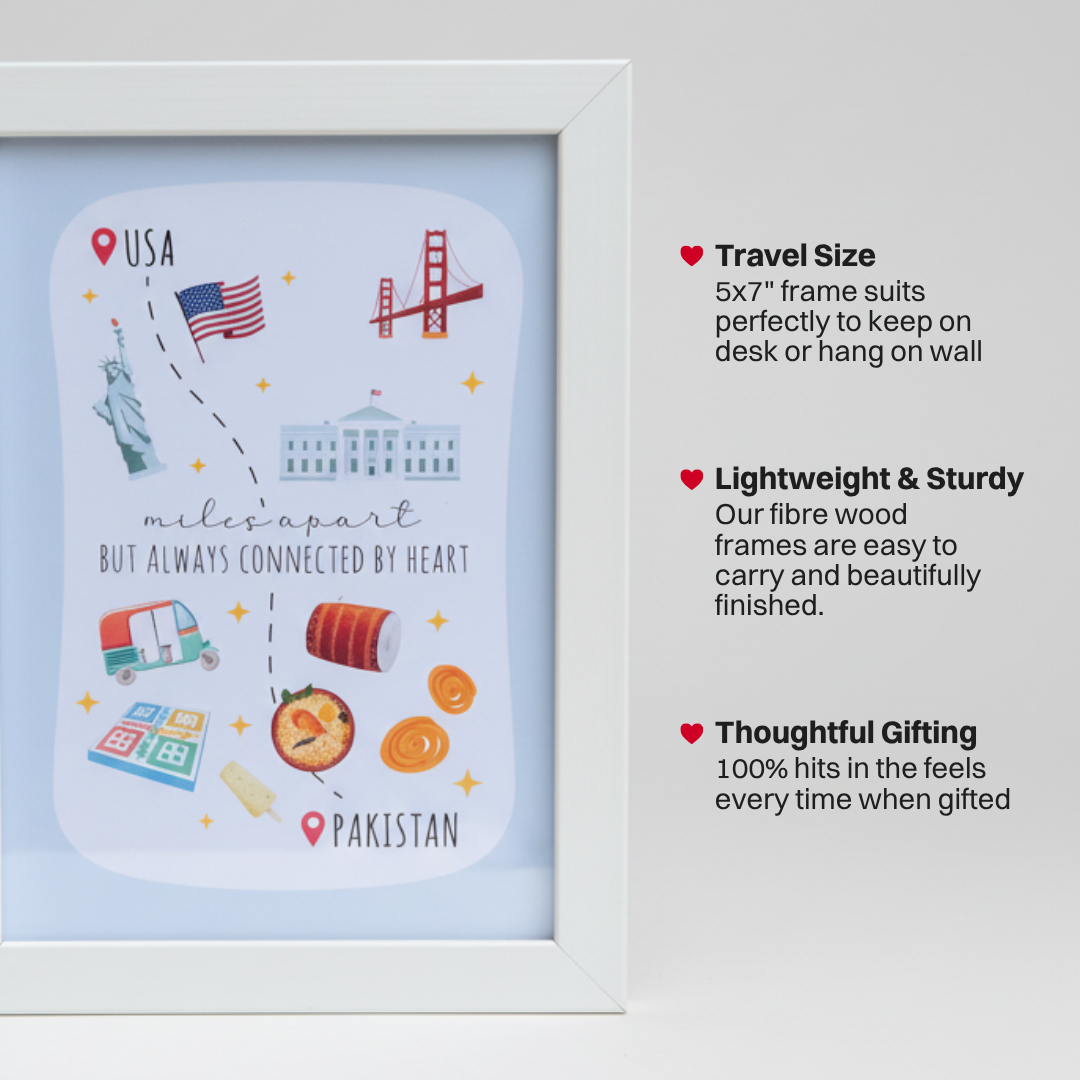 USA to PK Distance Frame I Long Distance Gift