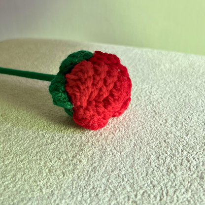 Romantic Red Crochet Roses | Handmade | Single Stem