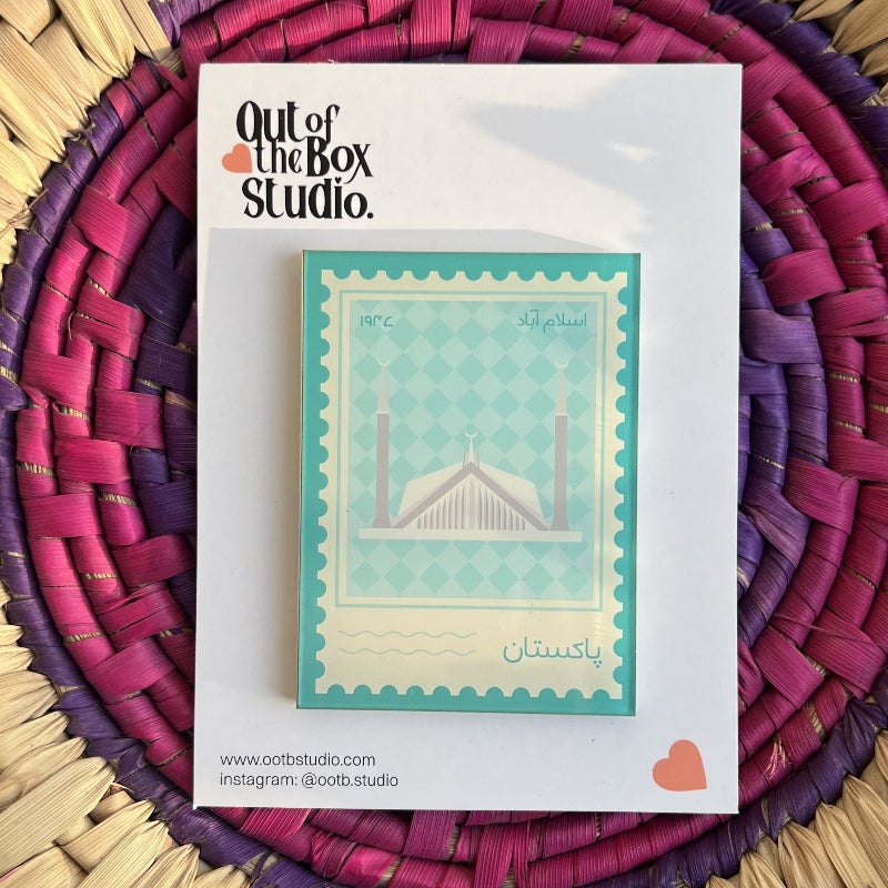 Faisal Mosque Fridge Magnet | Pakistan Postage Stamp