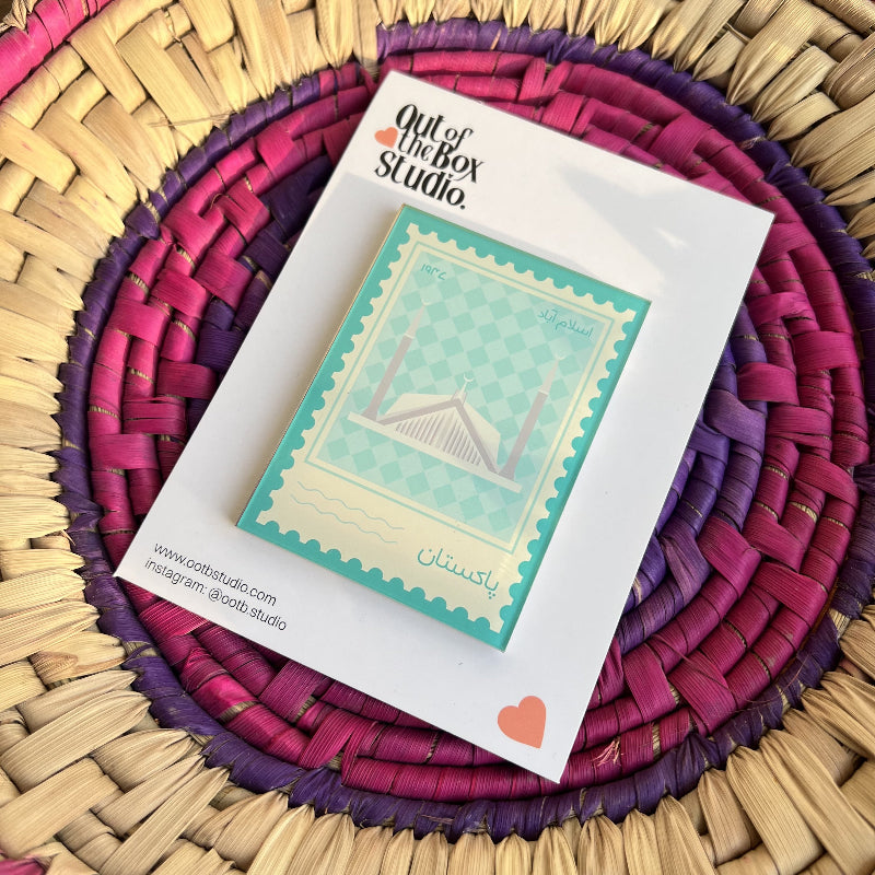 Faisal Mosque Fridge Magnet | Pakistan Postage Stamp